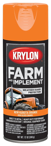 Krylon K01954000 Farm Equipment Spray, High-Gloss, New Kubota Orange, 12 oz